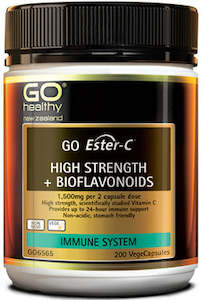 GO Healthy Go Ester-C High Strength + Bioflavonoids VegeCapsules 200 - New Zealand Only