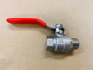 [V313] Male + Female ball valve 15mm (red)- long handle