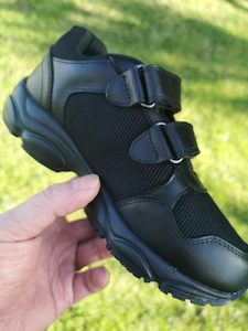 Footwear: Black Leather School Sport Shoe-JUNIOR