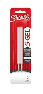 Sharpie S-Gel Medium Point Refill 0.7mm (Black), Pkt 2