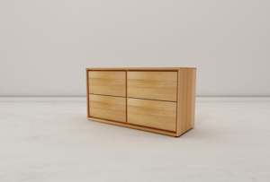 Furniture: Norwish 4 Drawer Low Chest / Dresser