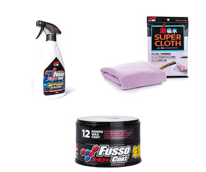 Soft99 Car Care Kit Fusso Coat Wax Dark & Fusso Spary QD Booster & Microfiber Cloth