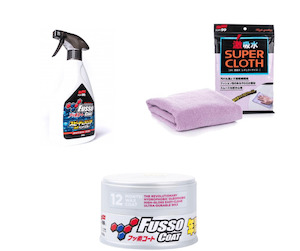 Soft99 Car Care Kit Fusso Coat Light & Fusso Spary QD Booster & Microfiber Cloth