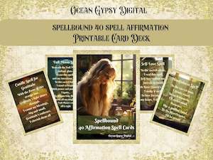 Womenswear: Spellbound 40 Spell Affirmation Printable Card Deck with Magical Spells To Create Your Best Life, Digital Download.