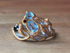 Stunning Hand-Made Sky-Blue Topaz & Blue Sapphire Ring