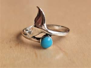 Whale Tail Turquoise Gem Stone Ring