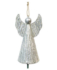 Furniture: Silver Hanging Angel Bell - Large