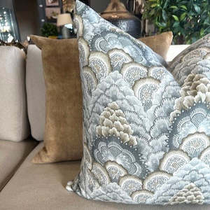 Gaston Daniela Fabric Ganges Tabaco Gris Cushion with Feather Inner 55x55cm