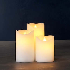 Furniture: Sirius White Set of 3 LED Wax Candle