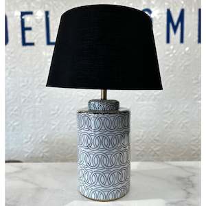 Black & White Linked Lamp base with Black Tapered Drum