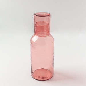 Blush Glass Carafe & Cup