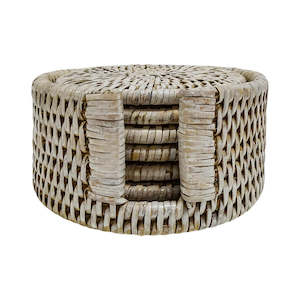 Rattan Coasters - White Wash