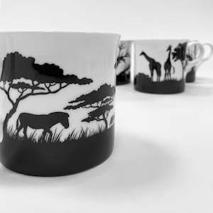 African Safari Bone China Mugs (Set 4)