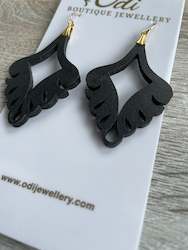 Black Leather Paisley Earrings