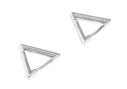 Jewellery manufacturing: 18k white gold Triangle Pyramid Huggie Earrings