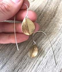 Hammered Petal on Handcrafted Ear Wires