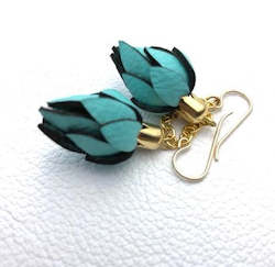 Wild Flower Earrings Robins Egg Mint on gold