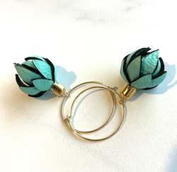 Wild Flowers  -Mint Colour on 14k Hoops