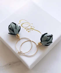 Wild Flowers  -Robins egg blue on 14k Hoops