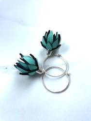 Jewellery manufacturing: Wild Flowers  -Mint Colour on Sterling Silver Hoops