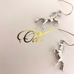 Rearing Horse Earrings-silver