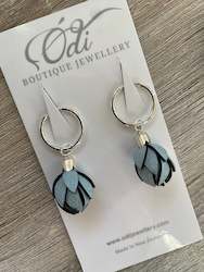 Wild Flower Buds -Baby Blue on Steel Hoops