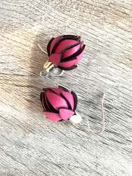 Wild Flower Buds -Hot pink on Ear Wires