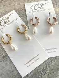 Swarovski -Pearl Drops on Hoops- Your choice of colour