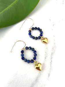 Lapis Circle of Heart Dangles