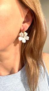 Jewellery manufacturing: White Tortoiseshell Bloom Hoops