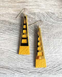 Tower Earrings -Mustard yellow- open work Version