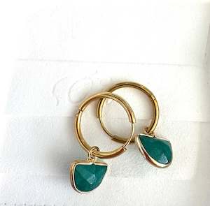 Emerald Crescent Gem Hoops