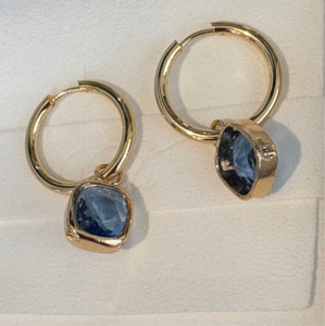 Glass Cushion Hoops Sapphire Blue