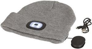 Grey Beanie with Bluetooth® Speakers and LED Torch