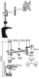 Brateck 13-27" Single LCD Desk Mount Clamp Base w/Arm