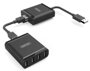 UNITEK USB 2.0 Extender over RJ45 + 4-Port USB-A Hub.