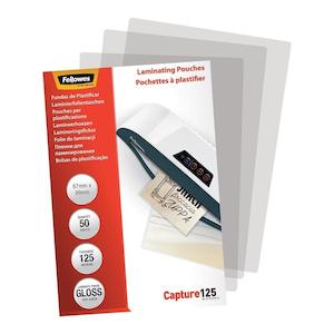 Fellowes Laminating Pouches 67x99mm 125 Micron Pack 50