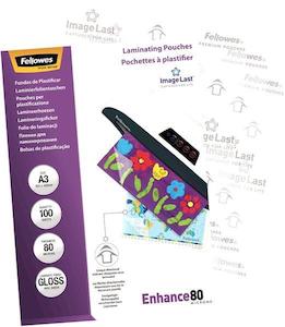 Fellowes Laminating Pouches A3 Gloss 80 Micron Pack 100