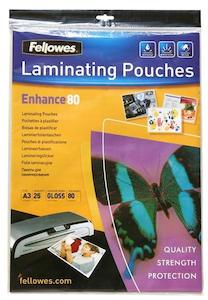 Fellowes Laminating Pouches A3 Gloss 80 Micron Pack 25