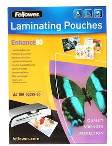 Fellowes Laminating Pouches A4 Gloss 100 Micron Pack 100