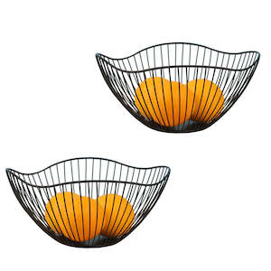 Internet only: 2 Pack Metal Wire Fruit Basket - 26.5CM Black