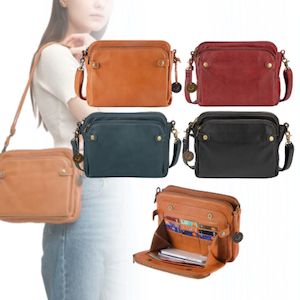 3-Layer PU Leather Crossbody Bag with Card Holder