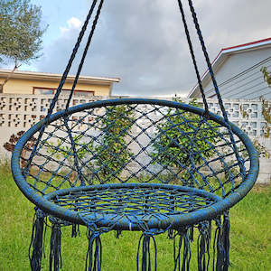 Handmade Macrame Swing Hammock Chair Blue