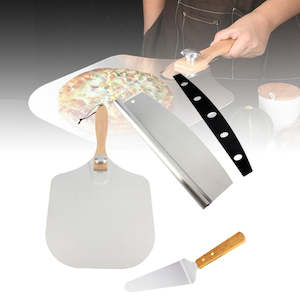 Pizza Spatula Set with Foldable Wooden Handle