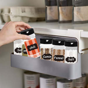 Internet only: Under-Shelf Spice Rack with Seasoning Bottles