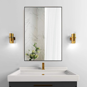 Aluminum Alloy Frame Rectangular Hd Wall Mirror 70 X 50 Cm White