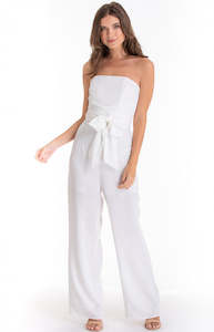 Strapless Wrap Style Belt Jumpsuit