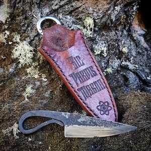 Art Knife: Sic Parvis Magna Blacksmith Knife with Sheath