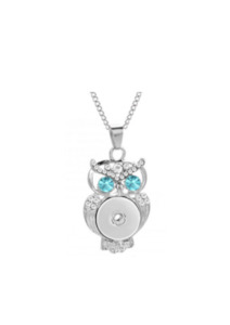 20 mm Fun Blue Eyed Owl Pendant & Necklace