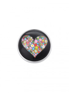 20 mm Glass Flower Heart Snap